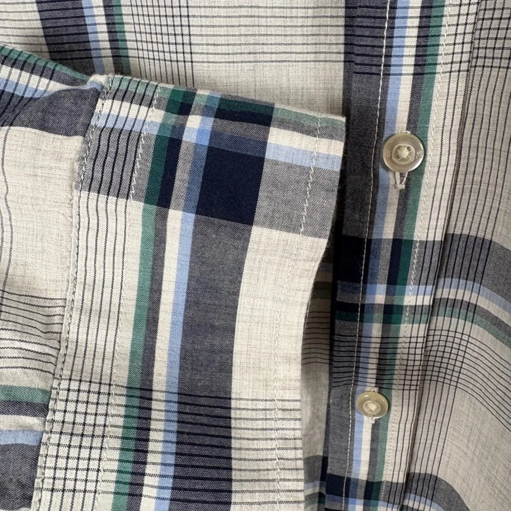 Banana Republic Men's‎ L Button-Down Shirt Blue Plaid Untucked Slim Fit Cotton